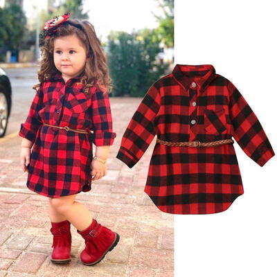 

Newborn Kids Baby Girl Plaid 100 Cotton Princess Long Sleeve Dress Clothes