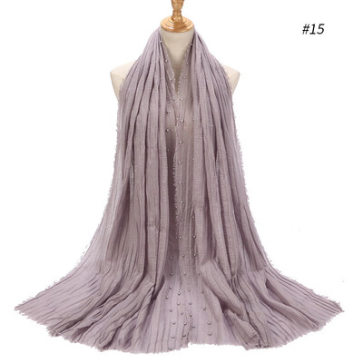 

Aliex Pearl beaded solid color cotton&linen scarf sunscreen shawl versatile dual-use Muslim headscarf warm scarf