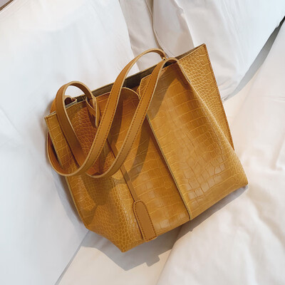 

2019 new womens shoulder bag casual simple fashion tote bag bag trend crocodile pattern womens bag