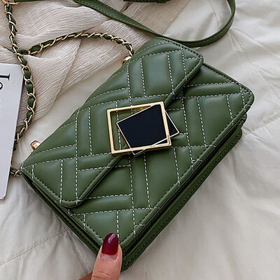 

2019 new wave Korean style embroidered line diamond chain small square bag fashion Joker shoulder Messenger bag