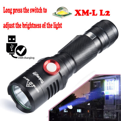 

Saidsome Portable XML-L2 Outdoor USB LED Flashlight Torch Bright 18650 Light Lamp flashlight lamp