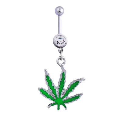 

Pretty Colorful Maple Leaf Style Navel Belly Button Barbell Ring Body Piercing