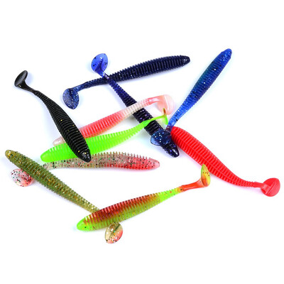 

VISSEN 10Pcslot 85m 24g Floating Fishing Lure Wobbler Swimbait Artificial Colorful Soft T-tail Silicone Swimbait Fake Lures