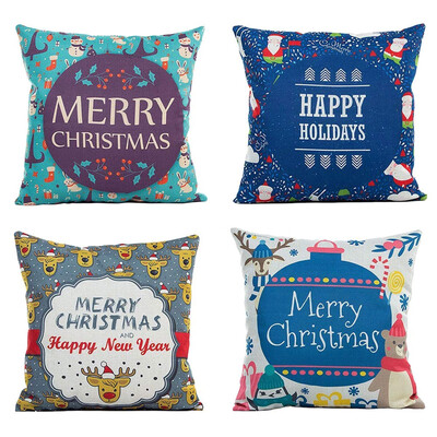

Tailored 4pcs Christmas Stylish Polyester Cushion Cover Sofa Pillow Case Home Decor