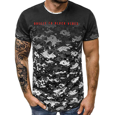 

Toponeto Fashion Mens Summer Print Camouflage O-Neck Fit Sport Short Sleeve Top Blouse