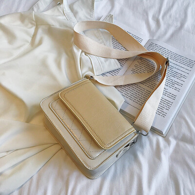 

Chic Lingge casual hit color shoulder Messenger bag 2019 new Korean fashion simple wild broadband small square bag