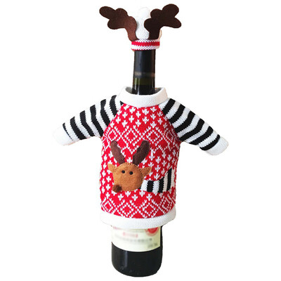 

Wine Bottle Cover Cap Xmas Santa Deer Table Decor Christmas Holiday Party Gifts