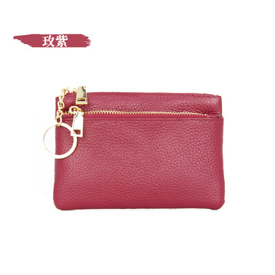 

2019 new top layer cowhide Europe&America ladies zipper leather purse leather key ring bag mini coin bag