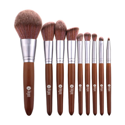 

〖Follure〗9 Pcs Red Mahogany Tip Tail Rainbow Micro Crystal Hair Beginner Makeup Brush