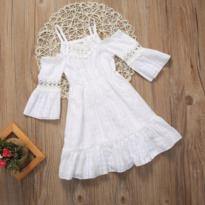

UK New Baby Kids Girls Flower Princess Lace Party Evening Tutu Wedding Dresses