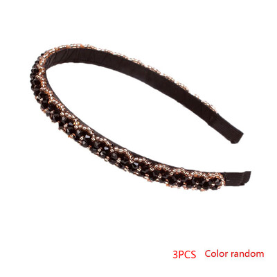 

3pcs Women Crystal Hairband Girl Wedding Bridal Rhinestone Wide Band Headband Hair Hoop Color Random