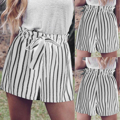 

Tailored Womens Summer Sexy Fashion Casual Solid Color Striped Bow Shorts