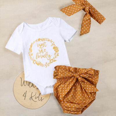 

3Pcs Newborn Baby Girls Outfit Clothes Tops Romper Jumpsuit BodysuitPants Set