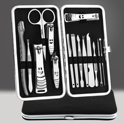 

Toponeto 15Pcs Stainless Steel Nail Clippers Scissors Suit Set Kits Manicure