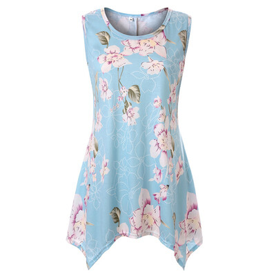 

Big Size Summer Casual Sleeveless O-Neck Print Lace T-shirts Plus size Female Tees Tops