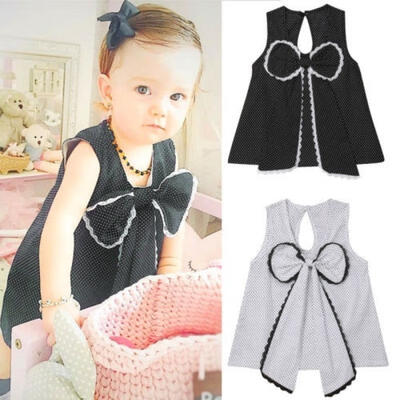 

Toddler Baby Girl Big Lace Bowknot Sleeveless Tank Tops Cute Loose Fit Blouse Tops