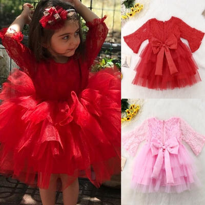 

Baby Girls Princess Dress Kids Party Wedding Pageant Layered Lace Dresses