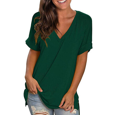 

Starmoon Women Summer V Neck Short Sleeve Shirt Casual Tunic Tops Blouse