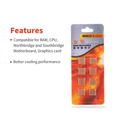 

Aluminium Copper Heatsink PC Cooler 1set 8 pieces Heatsink Radiator For PC RAM CPU Northbridge Southbridge Motherboard Desktop