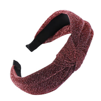 

Fashion Shiny Solid Color Twisted Hair Hoop Women Wide Cloth Headband Headwear