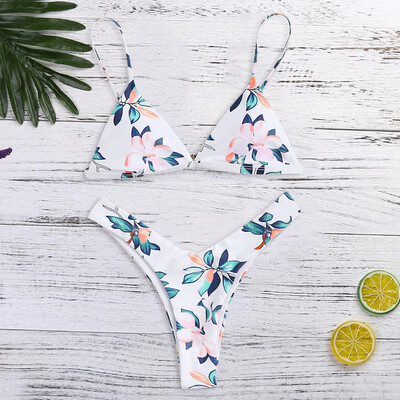 

Roseonmyhand Womens Striped Print Bikini Small Fresh Split Swimsuit