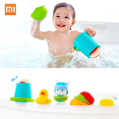 

7pcslot Xiaomi Mitu Hape Baby Shower Toy Set Kids Cute Bath Toy Set Bathing Suit Color Environmental Safety Cartoon Multiple Game
