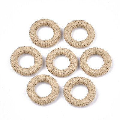 

Handmade Woven Linking Rings Paper Imitation Raffia Covered with Wood Ring BurlyWood 3537x78mm Inner Diameter 1820mm