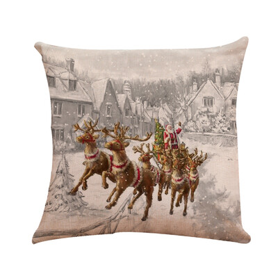 

〖Follure〗18 Xmas Cotton Pillow Case Linen Cushion Cover Merry Christmas Home Decoration