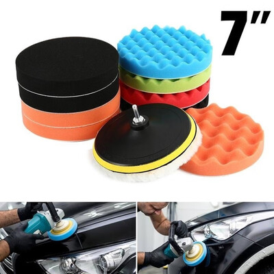 

11Pcs 7" Inch 180mm Waffle Sponge Buffer Polishing Pad Kit For Car Polisher