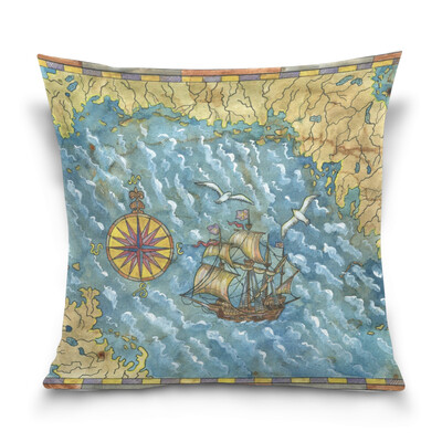 

ALAZA Throw Pillow Cover 16 X 16 inch Cushion Cover with Old Map Printed Pillowcase