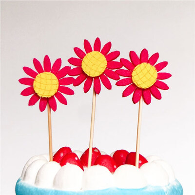 

FUNNYBUNNY Sunflower Cake Baking Decoration Card Plug-in Sun Flower Flag Dessert Table Decoration Card Birthday Cake Topper