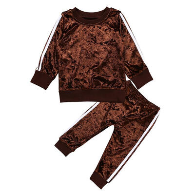 

2pcsSet Autumn Cute Kids Girls Corduroy O-Neck T-shirt Pants Tracksuit