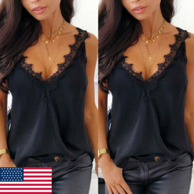 

New Women Summer Lace Vest Top Sleeveless Blouse Casual Tank Tops T-Shirt