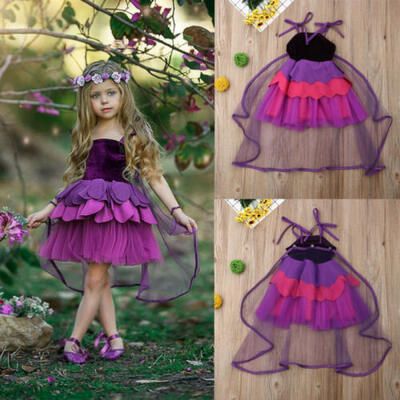 

Cute Kid Baby Girls Lace Flower Tulle Party Pageant Bridesmaid Formal Tutu Dress