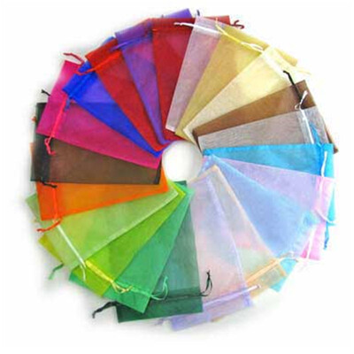 

PH PANDAHALL 200pcs Mixed Color High Dense Rectangle Organza Gift Bags With Drawstring 7x9cm