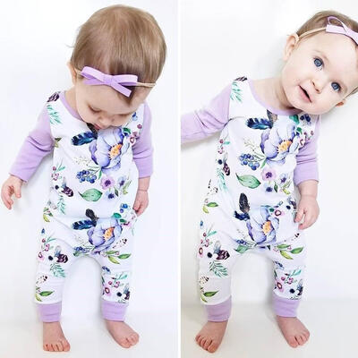 

Cotton Soft Floral Print Toddler Girls Long Sleeve Baby Rompers Jumpsuit