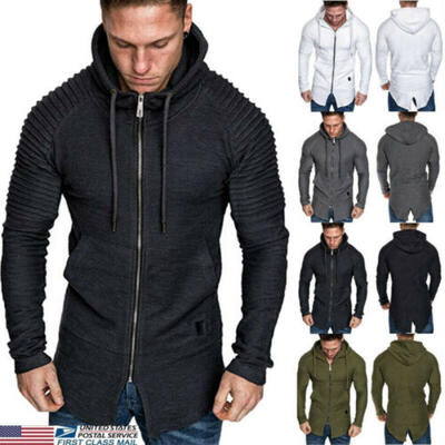 

US Mens Hooded Hoodies Coat Jacket Outwear Sweater Jumper Zipper Slim Fit Tops