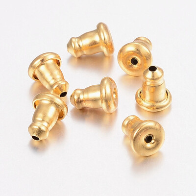 

304 Stainless Steel Earring Ear Nuts Earrings Backs Golden 6x45mm Hole 1mm