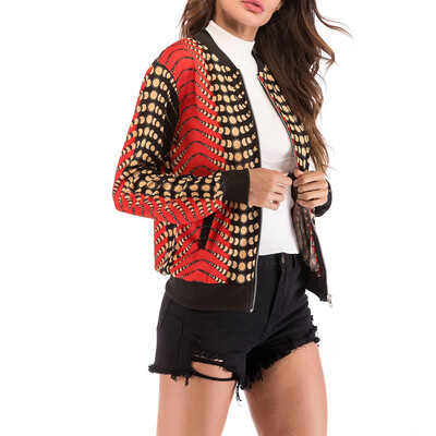 

Women Long Sleeve Zipper Coat Printed Casual Blazer Loose Outwear Party Cardigan
