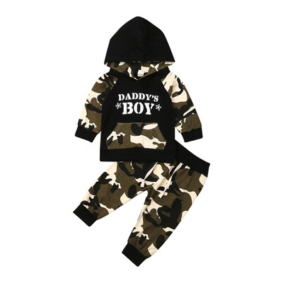 

2Pcs Toddler Kids Baby Boy Clothes Outfits Sets Hooded Tops Pants Camo Tops New