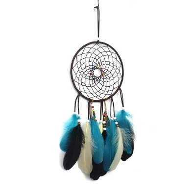 

Handmade Dream Catchers with Led lighting Blue Feathers Hand Made Wall Hanging Decoration Ornament Craft Gifts Perfect for Girls