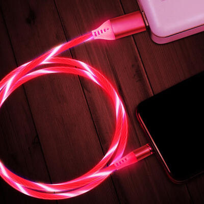 

Round Magnetic Micro USB Lightning Type-C Fast Charging Streamer LED Lighted Data Cable Line-Lightning