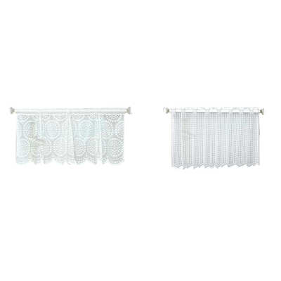 

Dots Grid Mesh Short Curtain Window Dressing Rod Pocket Kitchen Cabinent Valance