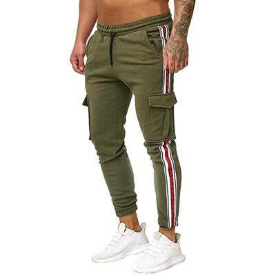 

Gobestart Men Splicing Pure Color Overalls Casual Pocket Sport Work Casual Trouser Pants