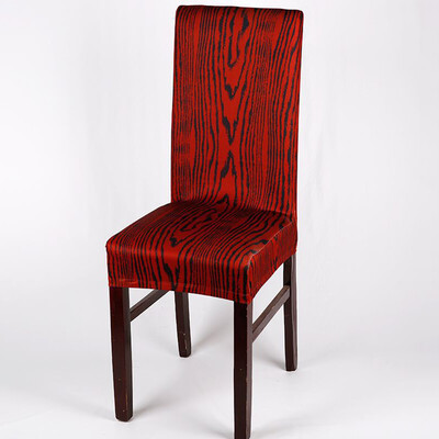 

Wood Grain Stretch Chair Cover Removable Elastic Chair Protector for Hotel Dining Room Office