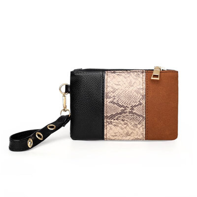

Women Leopard Snake Skin Print Zipper Wristband Wallet Purse Phone Card Holder