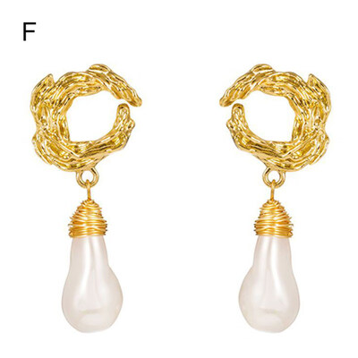 

Fashion Irregular Faux Pearl Geometric Dangle Earrings Women Party Jewelry Gift