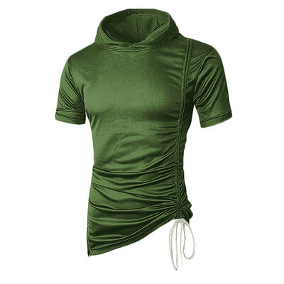 New Men Hooded Hoodie Vest Tank Tops Sweatshirt Gym Muscle Short Sleeve T-shirt