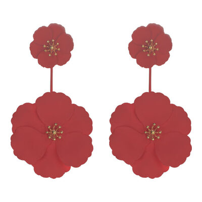 

Women Sweet Camellia Flower Dangle Two Wear Stud Earrings Party Jewelry Gift