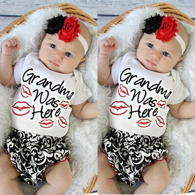 

Toddler Newborn Baby Girls Clothes Infant Romper Ruffles Flower Pants Outfit Set